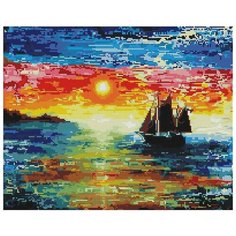 Алмазная мозаика Paintboy 4168 Парусник в лучах заката 40x50см