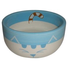 Миска для животных FOXIE Blue Cat голубая керамическая 11,5х11,5х5см 320мл