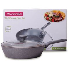 Сотейник 28 см с крышкой и гранитным покрытием из литого алюминия Kamille KM-4277GR (Ø28х7.5 см)