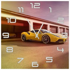 SvS Настенные часы SvS 3501980 Желтый спортивный автомобиль СВС