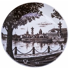 Тарелка декоративная "Стрелка Васильевского острова" ("ЛенТехГаз"), фарфор, деколь, Ленинградский фарфоровый завод ("ЛФЗ"), 1970-1989 гг.