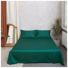 Простыня Этель 235*260 см, цв.изумрудный, 100% хлопок, мако-сатин, 125 г/м² 5373296