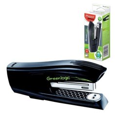 Степлер №24/6, 26/6 MAPED (Франция) "Greenlogic", до 25 листов, черный, 353411