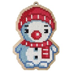 Алмазная мозаика на дереве Подвеска «Снеговик в шарфике», Гранни Wood