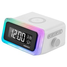 Настольные часы с беспроводной зарядкой Momax Q.Clock 2 Digital белые