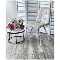 Стул CHILLI SQUARE (4 штуки) / серебристо-серый, белый металлический каркас, велюр / стул М-Сити для кухни, для гостиной / G108-06 / М-City