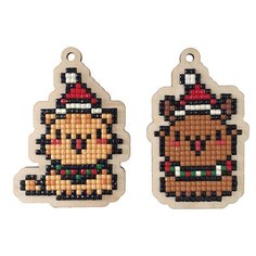 Алмазная мозаика на дереве Подвеска «Новогодние котята», Гранни Wood