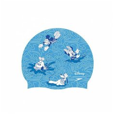 Шапочка для плавания детские SPEEDO Mickey Mouse Slogan Cap Jr 8-08386D678, белый/голубой, силикон
