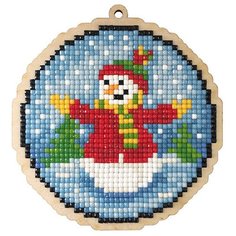 Алмазная мозаика на дереве Подвеска «Шар Снеговик», Гранни Wood