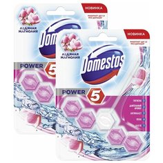 DOMESTOS Блок для очищения унитаза POWER 5 ледяная магнолия 55гр (2 шт в наборе)