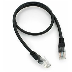 Патч-корд UTP Cablexpert PP12-0.5M/BK кат.5e, 0.5м, литой, многожильный (черный)