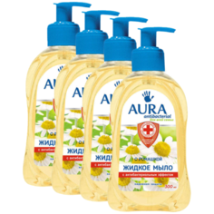 AURA Жидкое мыло с антибактеральным эффектом деликатное ромашка, 300мл (4 шт в наборе)