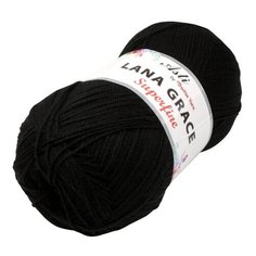Пряжа из Троицка Lana Grace Superfine 100гр. 610м. (25% мериносовая шерсть, 75% акрил супер софт) (0140 черный) 5 шт Троицкая камвольная фабрика