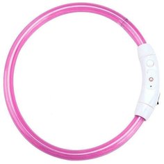 3526 декор. led ошейник richi 50см (m) розовый силиконовый, 3 режима, встр. аккум., зарядка от usb (2 шт)