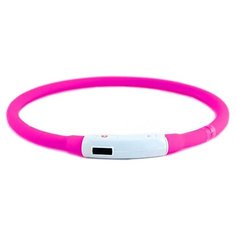 3506 декор. led ошейник richi 30см (xs) розовый силиконовый, 3 режима, встр. аккум., зарядка от usb (2 шт)