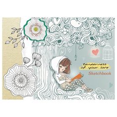 Скетчбук А5, 40л, альбомный ДЕВОЧКА С МИШКОЙ 40-3910 4 шт. Проф Пресс