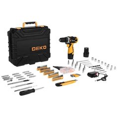 Аккумуляторная дрель-шуруповерт DEKO DKCD12FU-Li Li-Ion 1.5 А·ч 12 В х2 кейс, 193 предмета