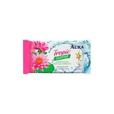 AURA Tropic Cocktail Освежающие влажные салфетки 15 шт, в ассортименте (25 уп в наборе)