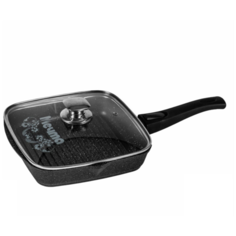 Сковорода-гриль Мечта Гранит С068, 28х28 см, с крышкой, съемная ручка, гранит black