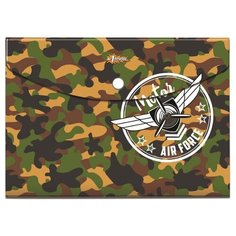 Папка-конверт на кнопке А5 №1School Military, 92832, 4 уп