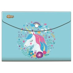 Папка-конверт на кнопке А5 №1School Единорог, 92827, 4 уп