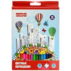 Action! Набор цветных карандашей 18 цветов