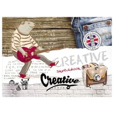 Скетчбук А5, 40л, альбомный МЕДВЕДЬ-ГИТАРИСТ 40-3909 4 шт. Проф Пресс