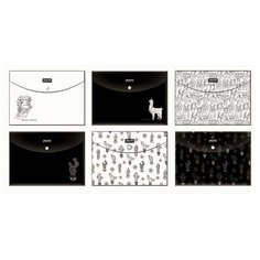 Папка конверт на кнопке А5 Attache Selection Llamas, 6шт/уп, в ассортименте