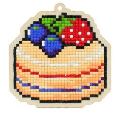 Алмазная мозаика на дереве Подвеска «Тортик», 9,1x9,4 см, Гранни Wood