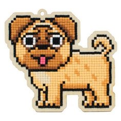 Алмазная мозаика на дереве Подвеска «Веселый пес», 11,5x10,7 см, Гранни Wood