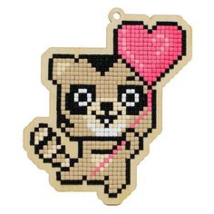 Алмазная мозаика на дереве Подвеска «Влюбленный енотик», 9,9x11,6 см, Гранни Wood