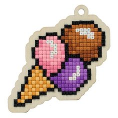 Алмазная мозаика на дереве Подвеска «Тройная порция», 7x7,2 см, Гранни Wood