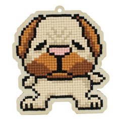 Алмазная мозаика на дереве Подвеска «Ленивый пес», 9,6x11 см, Гранни Wood