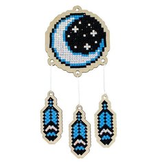 Алмазная мозаика на дереве Подвеска «Ловец снов Полумесяц», 6,9x7,5 см, Гранни Wood