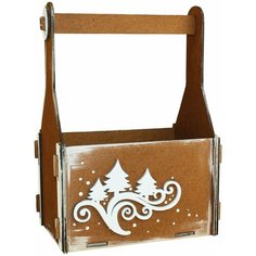 Подарочная упаковка ящик с вензелями и ёлками ,канышевы ПУ561-02-3403 коричневый ,белый