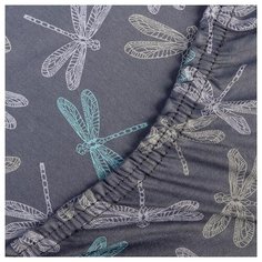 Трикотажная простыня "Традиция", на резинке , "Стрекоза"серая Размер: 180 х 200