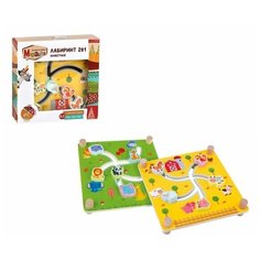 MAPACHA. 76820 Лабиринт двухсторонний 2в1 "Животные" с песочными часами, 23х5х23 см