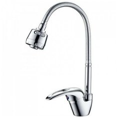 FRAP F4302-B, Смеситель для кухни (гибкий излив, силумин, хром, керамический картридж 40 mm, крепление гайка)