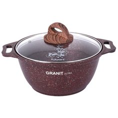 Кукмара кга62а Granit ultra, Кастрюля 6,0 л (стеклянная крышка, антипригарное покрытие, цвет:red) Kukmara