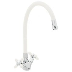 FRUD R44127-7, Смеситель для кухонной мойки (цвет: белый хром; гибкий излив; керамическая кран-букса)