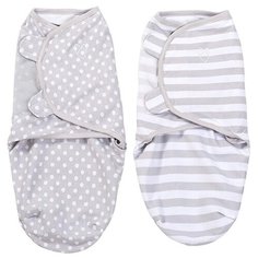 Конверты для пеленания на липучке 2 шт. SwaddleMe (серый/точки/полоски), размер S/M Summer Infant