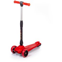 Самокат детский (кикборд) Mobile Kid Practico, с широкими колесами с подсветкой, красный