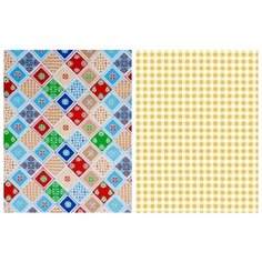 Набор кухонных полотенец "Мари Санна" рогожка 2 штуки, Мозаика голубой и Клетка желтый; Размер: 73х45 Набор из 2 штук Ночь Нежна