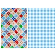 Набор кухонных полотенец "Мари Санна" рогожка 2 штуки, Мозаика и Клетка голубой; Размер: 73х45 Набор из 2 штук Ночь Нежна