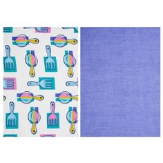 Набор кухонных полотенец "Мари Санна" рогожка 2 штуки, Вилки-ложки и василек; Размер: 73х45 Набор из 2 штук Ночь Нежна