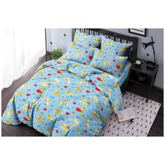 Детское постельное белье "Ночь Нежна" из бязи; Мурзик голубое; размер 1.5 наволочки 70х70