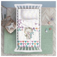 Постельное белье в кроватку "BabyRelax" перкаль, Котенок с зайкой; размер Ясли Традиция