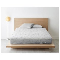 Простыня на резинке из поплина "Ночь Нежна"; Грань (белая); размер 160 х 200