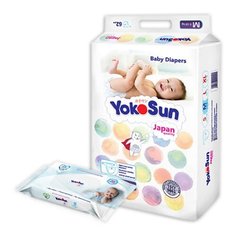 YokoSun подгузники M (5-10 кг) 62 шт. + салфетки 18 шт.