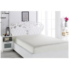 Простынь сатин "KARNA" на резинке LOFT 160х200 см - Экрю